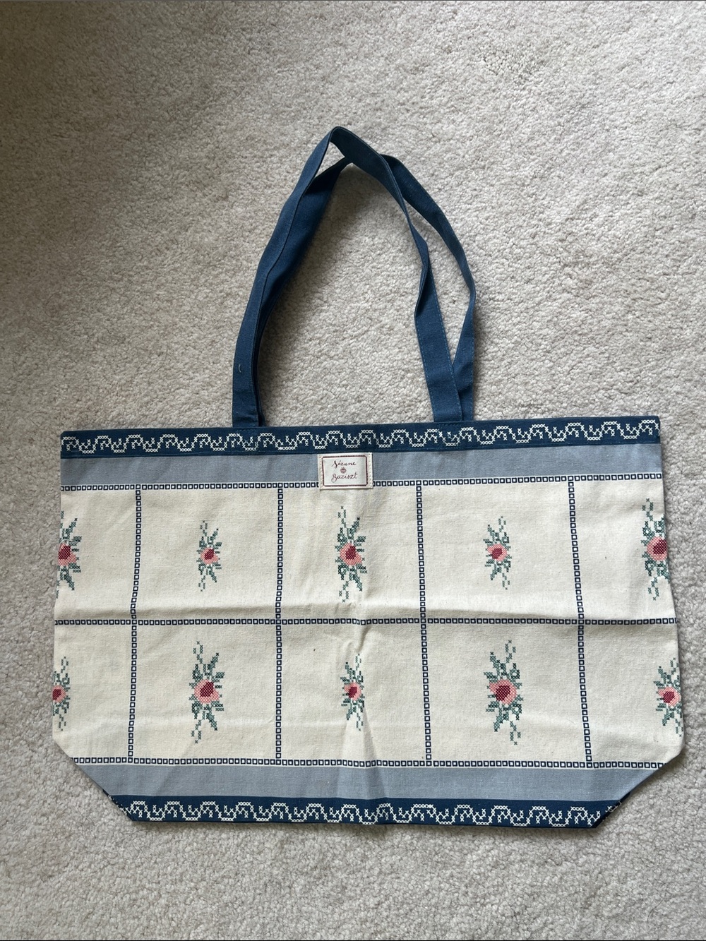 Sézane 🇫🇷 Baziszt Collab Market Canvas Tote Bag NEW